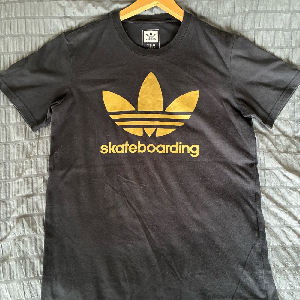 Adidas Men's Black Tee with Gold Logo